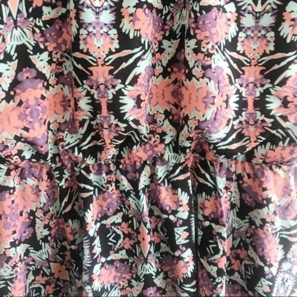 Bar III Dark Floral Puff Sleeves Blouson Dress Size XS Short Sleeve Ditsy Print - Picture 3 of 7